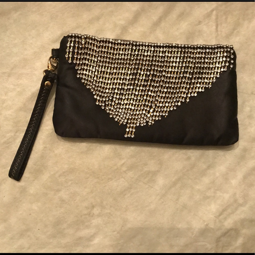 Betsey Johnson rhinestone waterfall evening purse